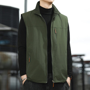 春秋款 背心 运动户外休闲两面穿加绒保暖摇粒绒马甲男坎肩钓鱼工装
