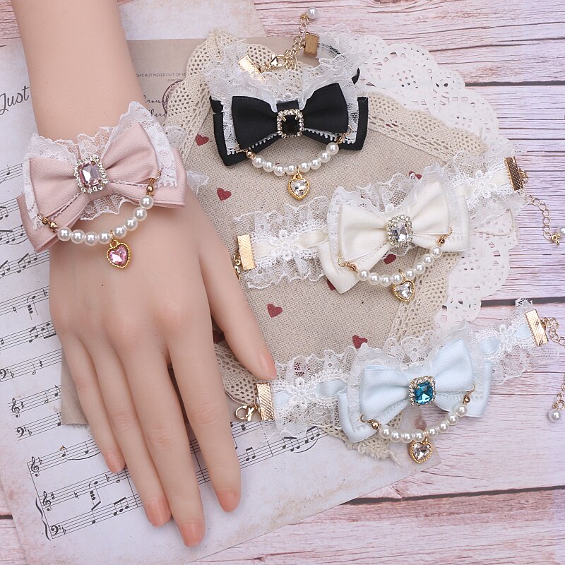 BEADS HAND-MADE ORIGINAL SWEET MINE ORNAMENTS CUTE BOWS LACE LACE BEADS BRACELETS HAND ORNAMENTS GIRLS
