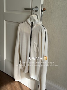 外套 女显瘦毛衣短款 BREAD进口羊毛 25FW秋冬连帽拉链刺绣针织开衫