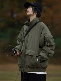 冬季加厚山系户外保暖立领羽绒服男日系工装潮大口袋宽松休闲外套