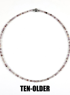 天然紫幽灵项链钛钢不掉色锁骨链极细小米珠配毛衣choker复古颈链