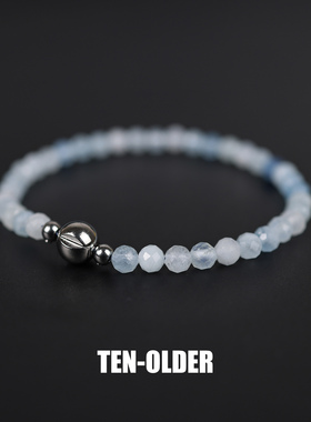 天然海蓝宝手链磁扣不掉色