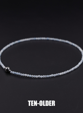 极简原创天然海蓝宝小米珠磁扣项链简约百搭素链极细补水锁骨链