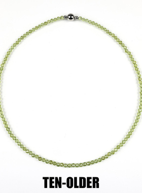 天然绿橄榄切面珠项链