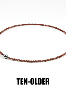 新中式金砂石磁吸扣项链极细小米珠锁骨链马年配毛衣choker颈链