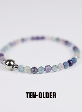 天然彩萤石手链女冰种彩虹