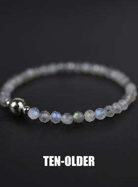 天然闪光石手链拉长石小米珠小众轻奢高级感4mm切面灰月光手串