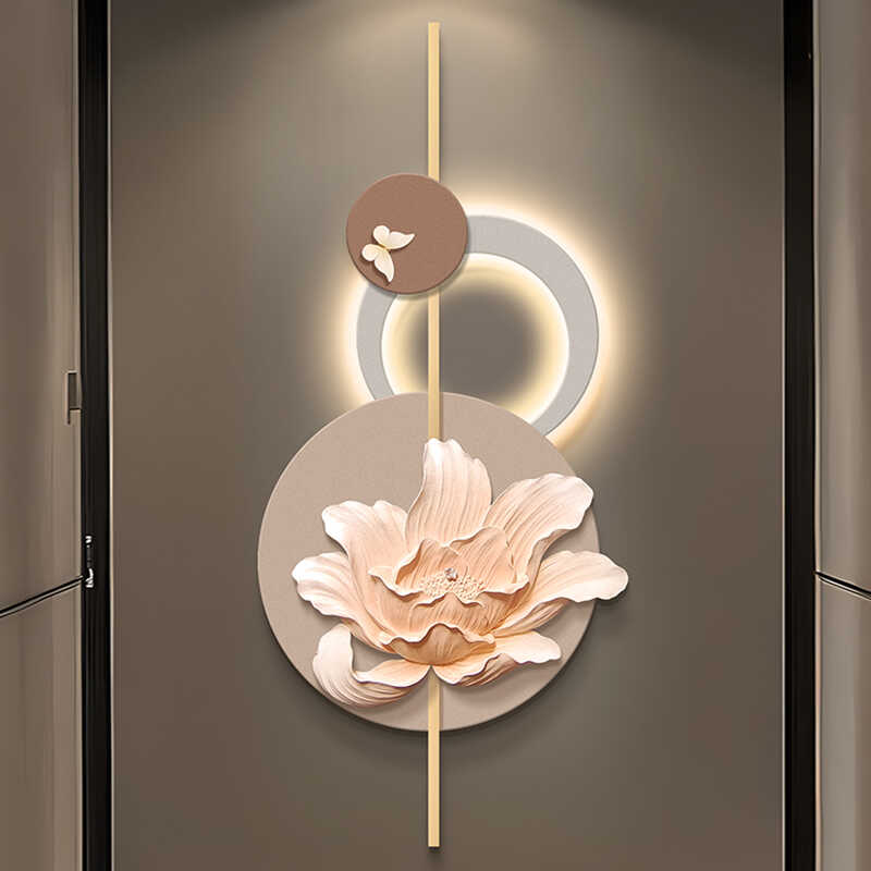 福雕玄关装饰画灯光画