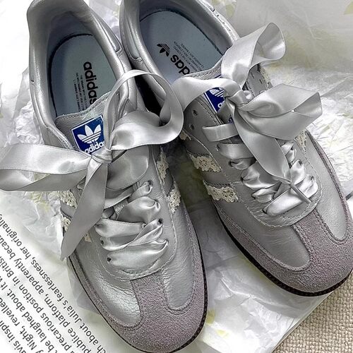 samba德训鞋带灰色加宽丝带绸缎