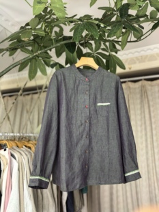 100%色织纯麻衬衫女长袖2025新款春夏秋季宽松休闲百搭上衣外套