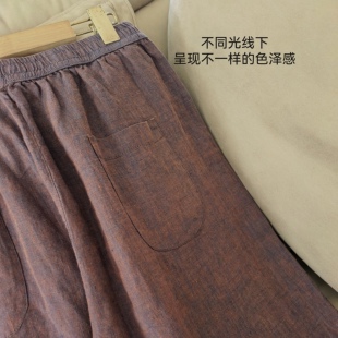 100%色织麻女宽松显瘦百搭休闲汉麻小个子长裤