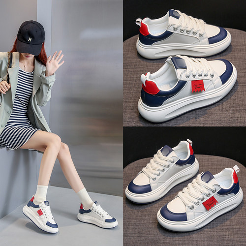 森马撤柜 百搭浅口不磨脚厚底舒适小白鞋鞋眼带钻乳胶鞋垫板鞋