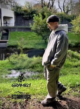 GR小野人双层日式复古外套 气质道袍 灰色 外料全棉 里衬抓绒