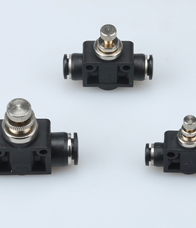 黑色气动接头 管道型节流阀 PA-8/PA-6/PA-4/PA-12 厂价直销