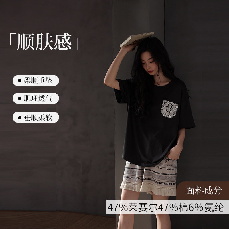 天丝棉春夏莱赛尔女士家居服印花睡袍/浴袍