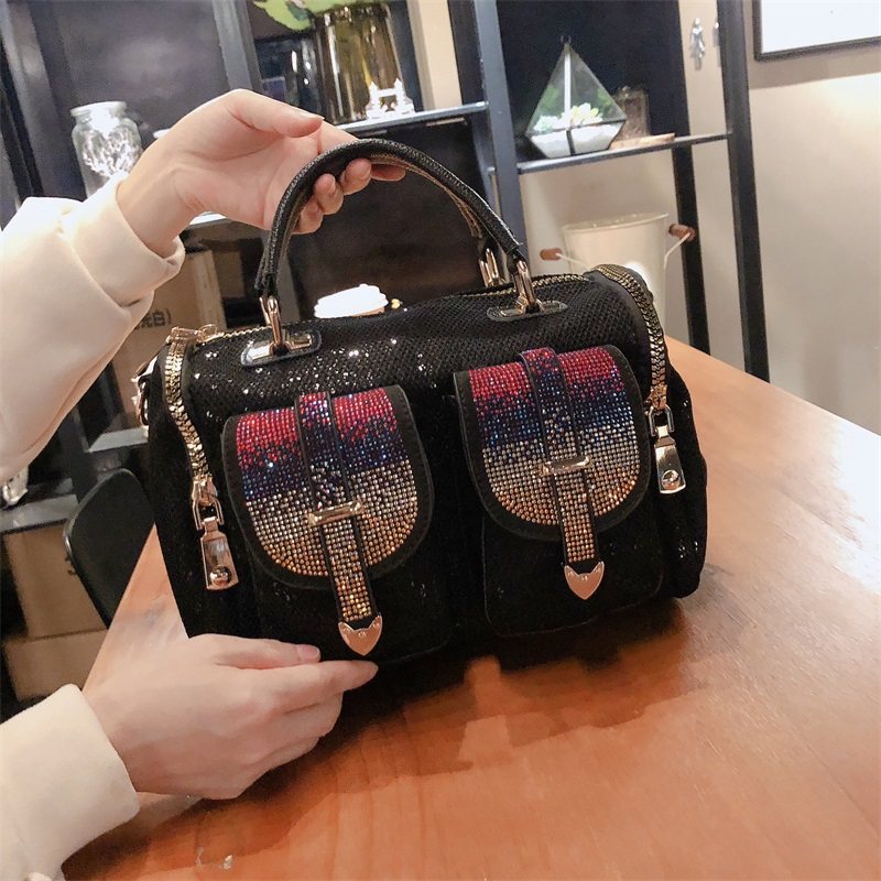 欧美潮流水钻亮片包包新款女士大容量单肩斜挎包休闲百搭手提包女