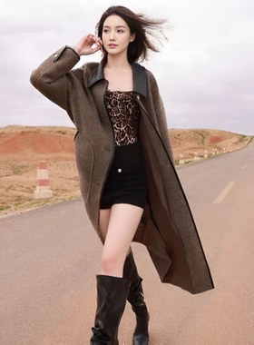 【一一专享】80%羊毛韩系高级时尚休闲秋冬长款大衣外套20259