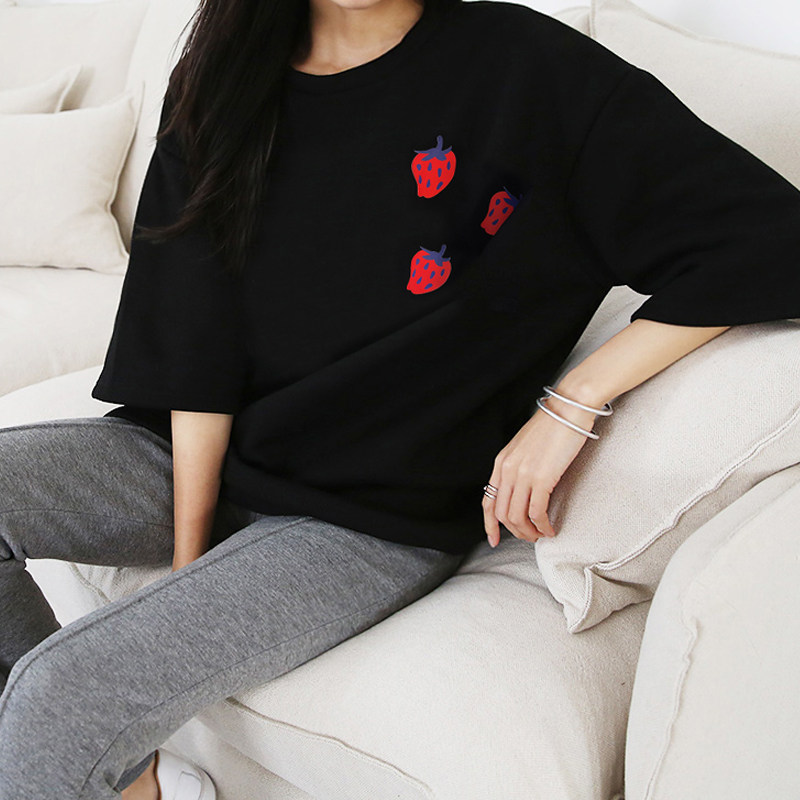 短袖韩版百搭薄款印花棉女包邮