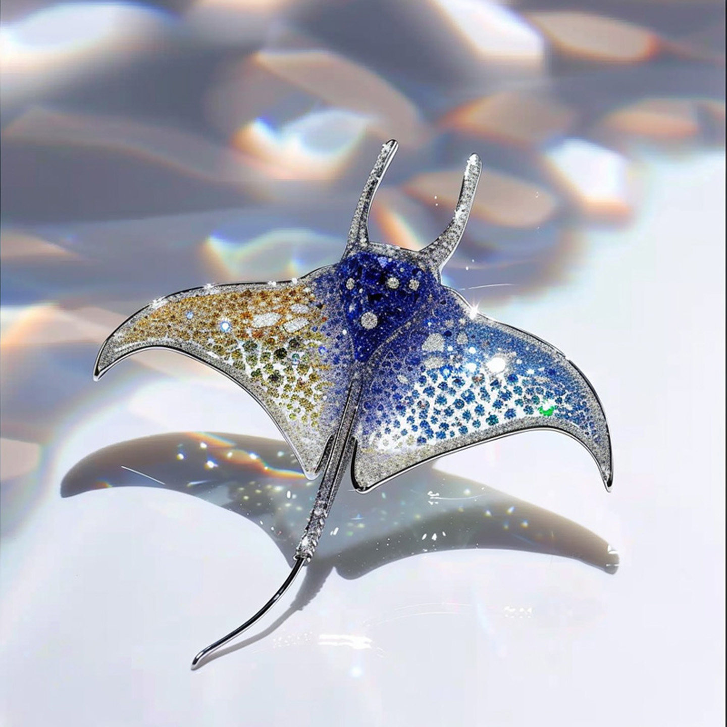 千族银 正品 欧美海洋生物魔鬼鱼胸针原创首饰蝠鲼定制男西服胸花