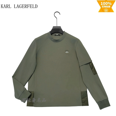 KARL LAGERFELD 2025秋冬新款圆领卫衣 纤维拼接 加绒保暖时尚款