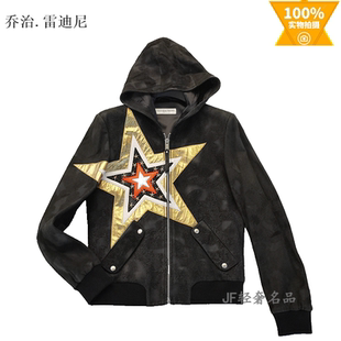 特惠 乔治.雷迪尼 秋冬新款帽领皮衣夹克衫 羊皮做旧 时尚潮款