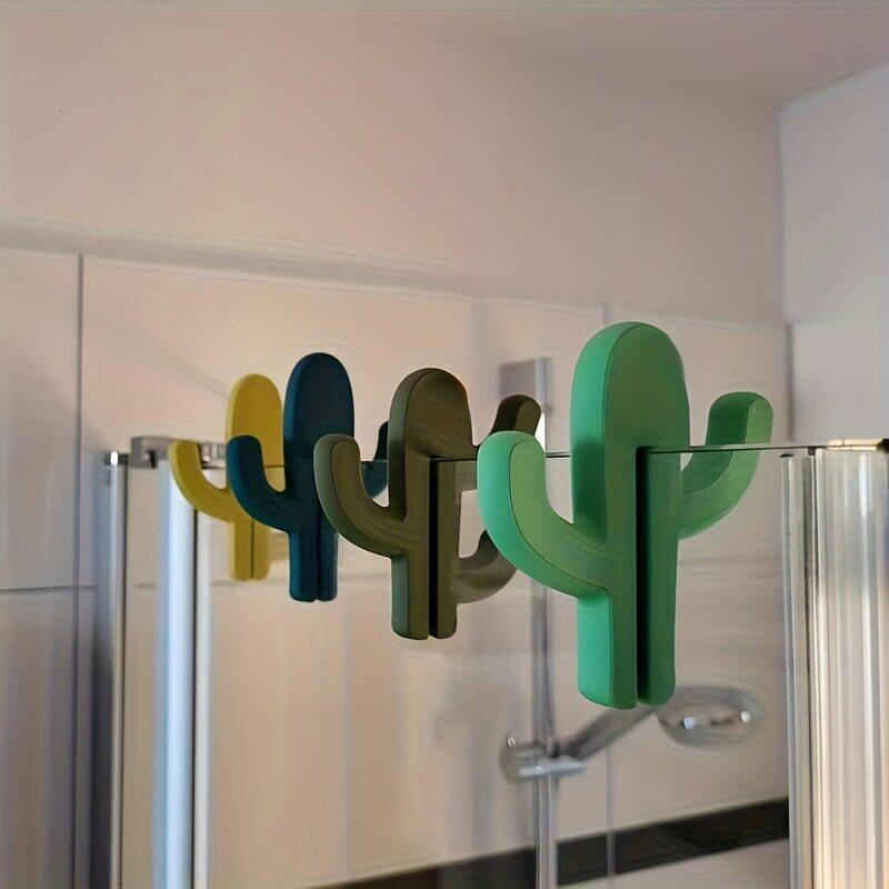 跨境3D仙人掌浴室置物架浴室门夹挂钩可携式淋浴挂钩免安装超厚