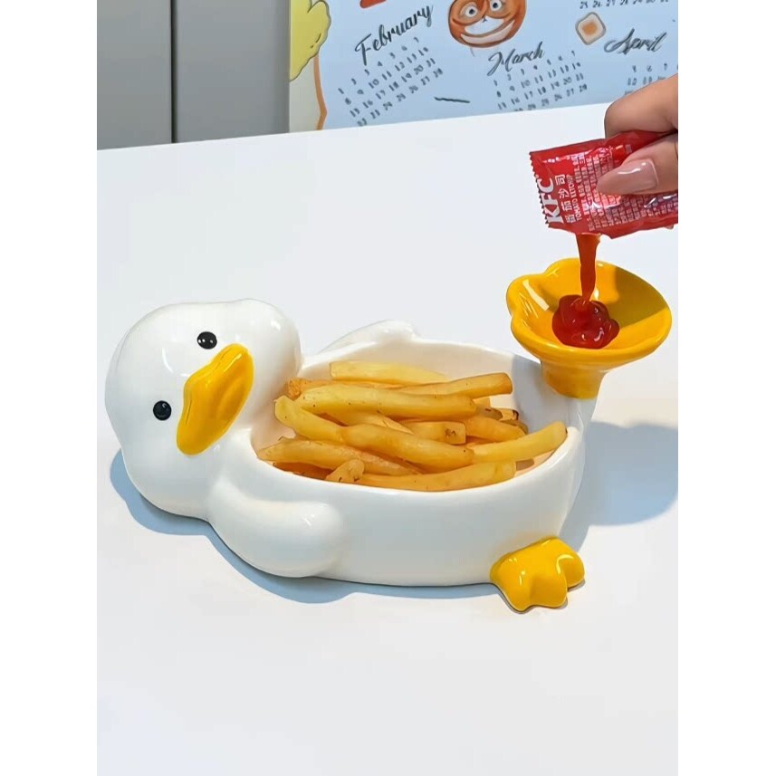 鸭子小吃碟蘸料碟可爱儿童调料碟调味碟陶瓷零食甜品盘薯条小碟子