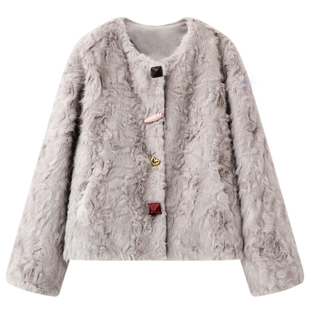 时尚 新款 百搭宽松显瘦小个子皮毛一体短外套女 2025秋冬季 柜600