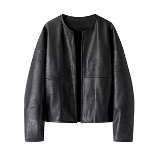 百搭简约高级感气质宽松显瘦黑色皮衣外套女 新时尚 彩系 2025秋季