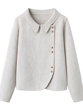 柜378+！不规则设计感套头毛衣女2024年秋冬新款气质娃娃领针织衫