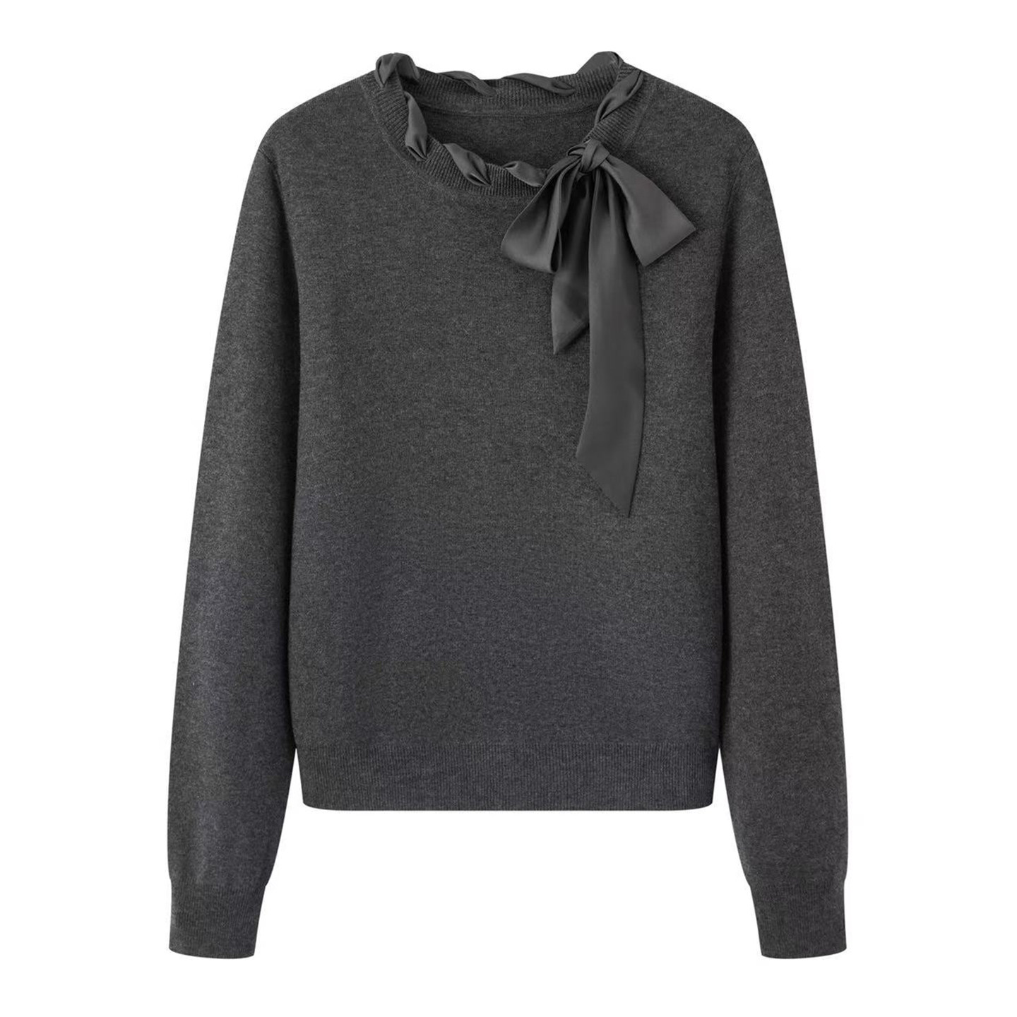 鸟+の2026春新款时尚百搭宽松显瘦蝴蝶结系带领针织线套衫毛衣女,女装/女士精品,毛针织衫,淘宝优惠券,粉丝福利购,淘宝优惠卷