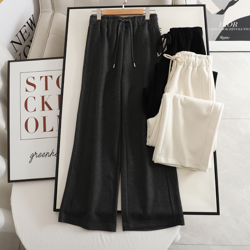 麦系~质感chao好の秒显腿长~时尚百搭高腰显瘦休闲直筒阔腿长裤女