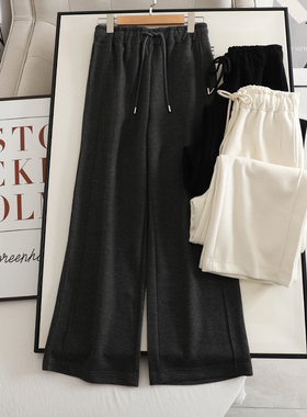 麦系~质感chao好の秒显腿长~时尚百搭高腰显瘦休闲直筒阔腿长裤女