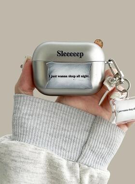 睡觉枕头airpods4保护套适用苹果蓝牙耳机壳2/1银色3代硅胶pro3小众简约文艺复古airpodspro第二代防摔新款软