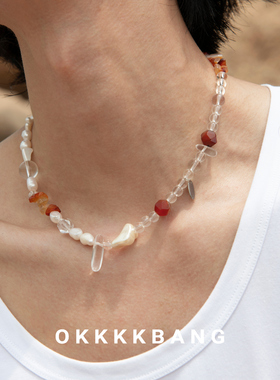 原创小众天然石串珠项链七夕礼物