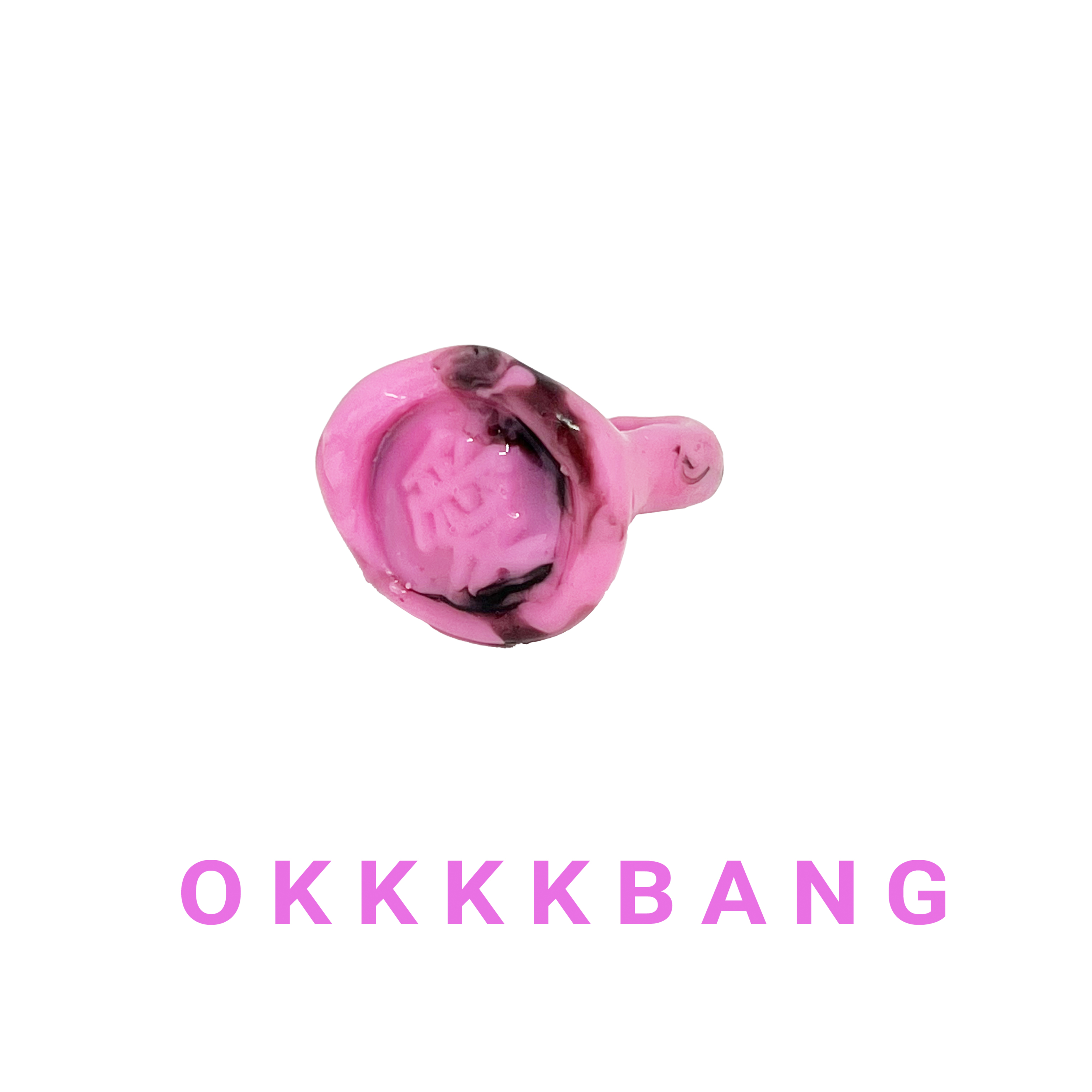 Okkkkbang原创设计小众可爱y2k风格粉黑撞色纹理火漆印章戒指女