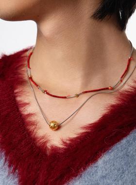 新年红绳绕线设计本命年蛇骨链