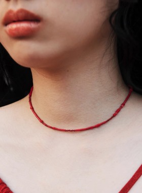 本命年红色情侣天然石项链手链