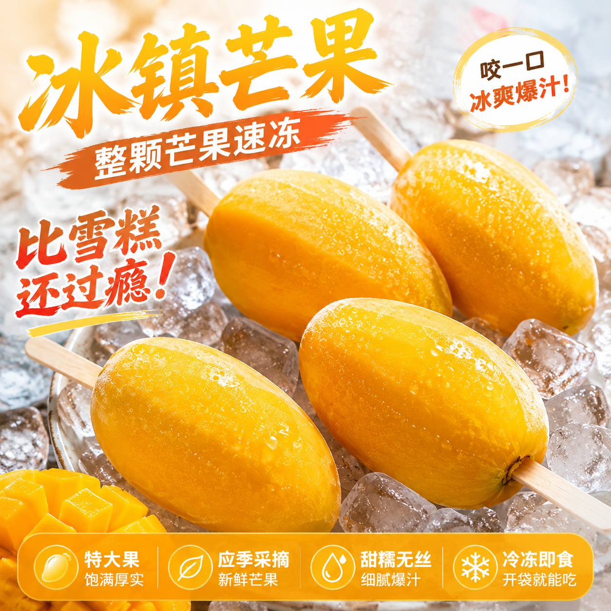 冰裹果新鲜芒果当季应季冰淇淋冷冻冰棍芒果雪糕冷冻即食整颗