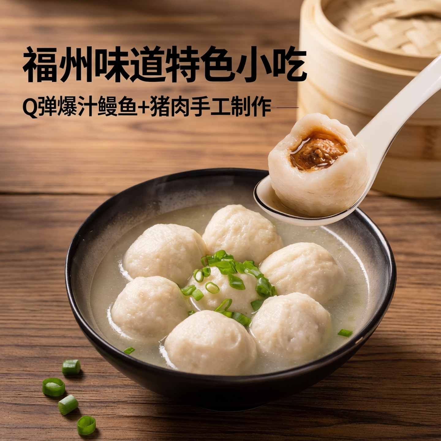 福州鱼丸手工包心鳗鱼丸福建特产小吃火锅食材连江特大鱼丸无防腐