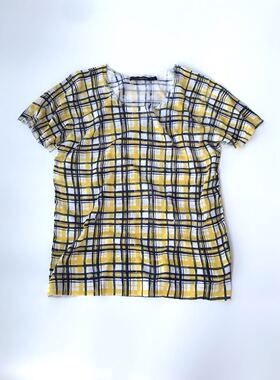 macphee手绘格纹细棉短袖针织