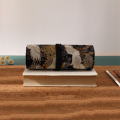 布艺复古24色36孔48只72支彩色铅笔中性笔美术彩绘画笔帘卷笔袋