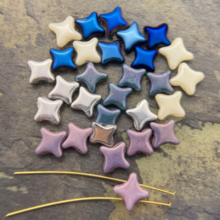 捷克珠玻璃珠双孔星星珠星芒珠1个DIY手工饰品材料配件手作珠绣