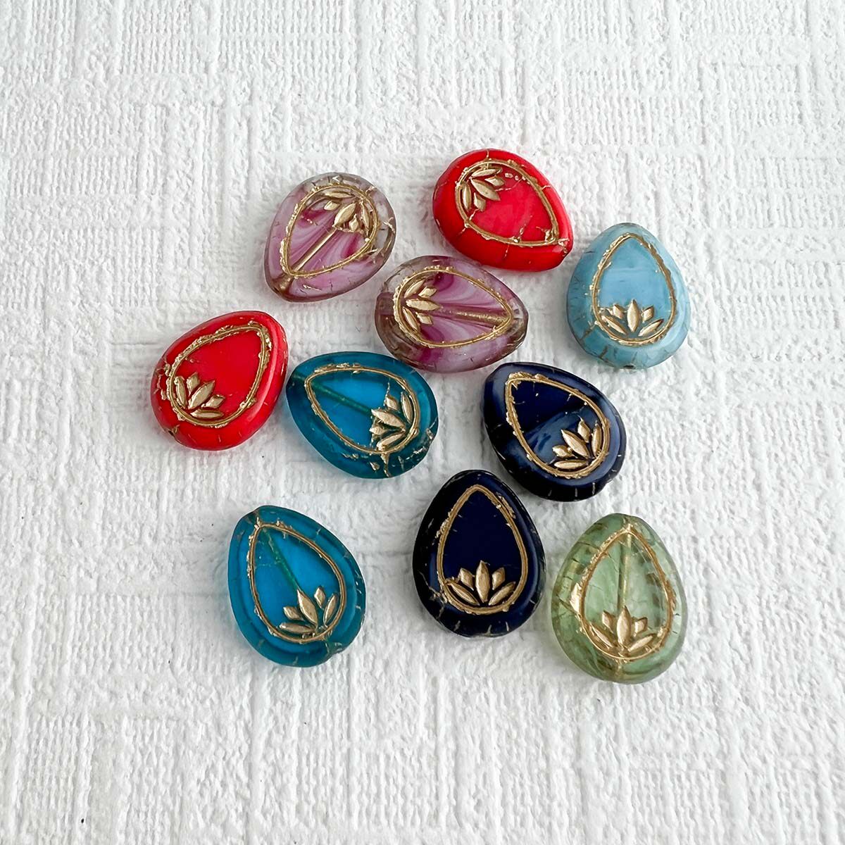 无补捷克珠椭圆莲花珠竖孔1个玻璃珠diy手工饰品材料散珠配件进口