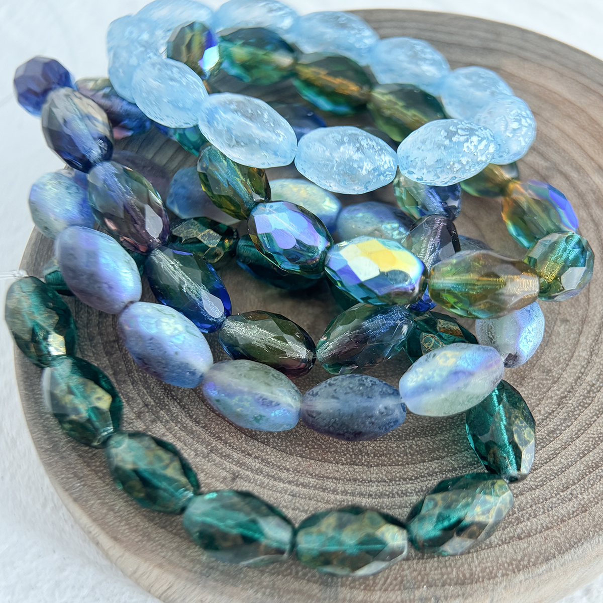 捷克玻璃珠琉璃珠切面橄榄珠独家