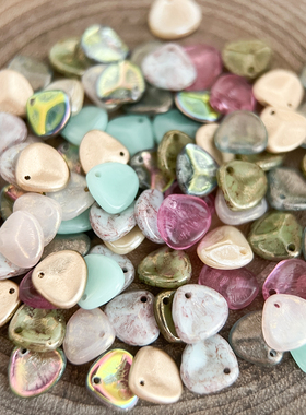 捷克珠玻璃珠玫瑰花瓣珠8mm/14mm玫瑰花瓣DIY串珠手工配件散珠手