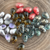 链接2捷克珠6X9mm玻璃珠混色条纹胖水滴珠DIY手工饰品材料散珠