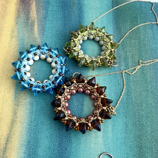 N20硬朗大圈吊坠视频教程DIY手工饰品材料包毛衣链串珠珠饰散件