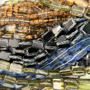 捷克产单孔珠大长方形扁平面珠玻璃珠DIY手工饰品材料散珠配件