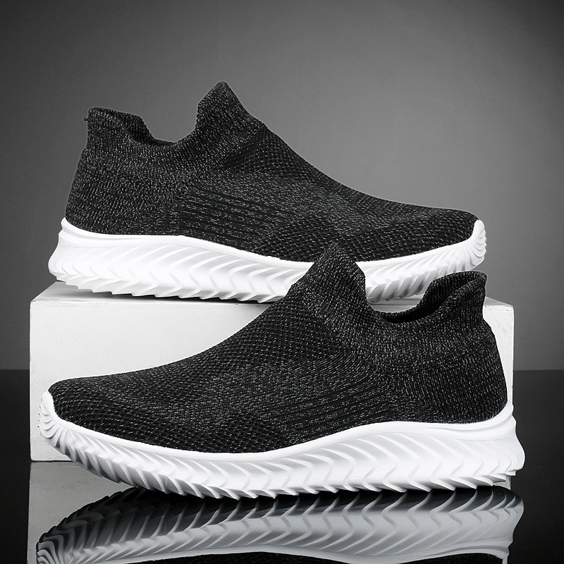 26春夏新款跨境大码46网面飞织鞋一脚蹬休闲运动爸爸鞋健步旅游鞋,流行男鞋,网面鞋,淘宝优惠券,粉丝福利购,淘宝优惠卷